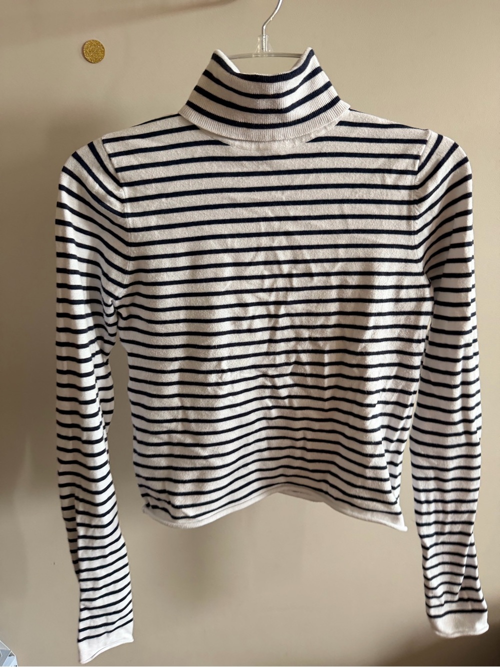Twik by Simons Striped Cropped Turtleneck Size Small – Black & White Long Sleeve - Picture 2 of 9